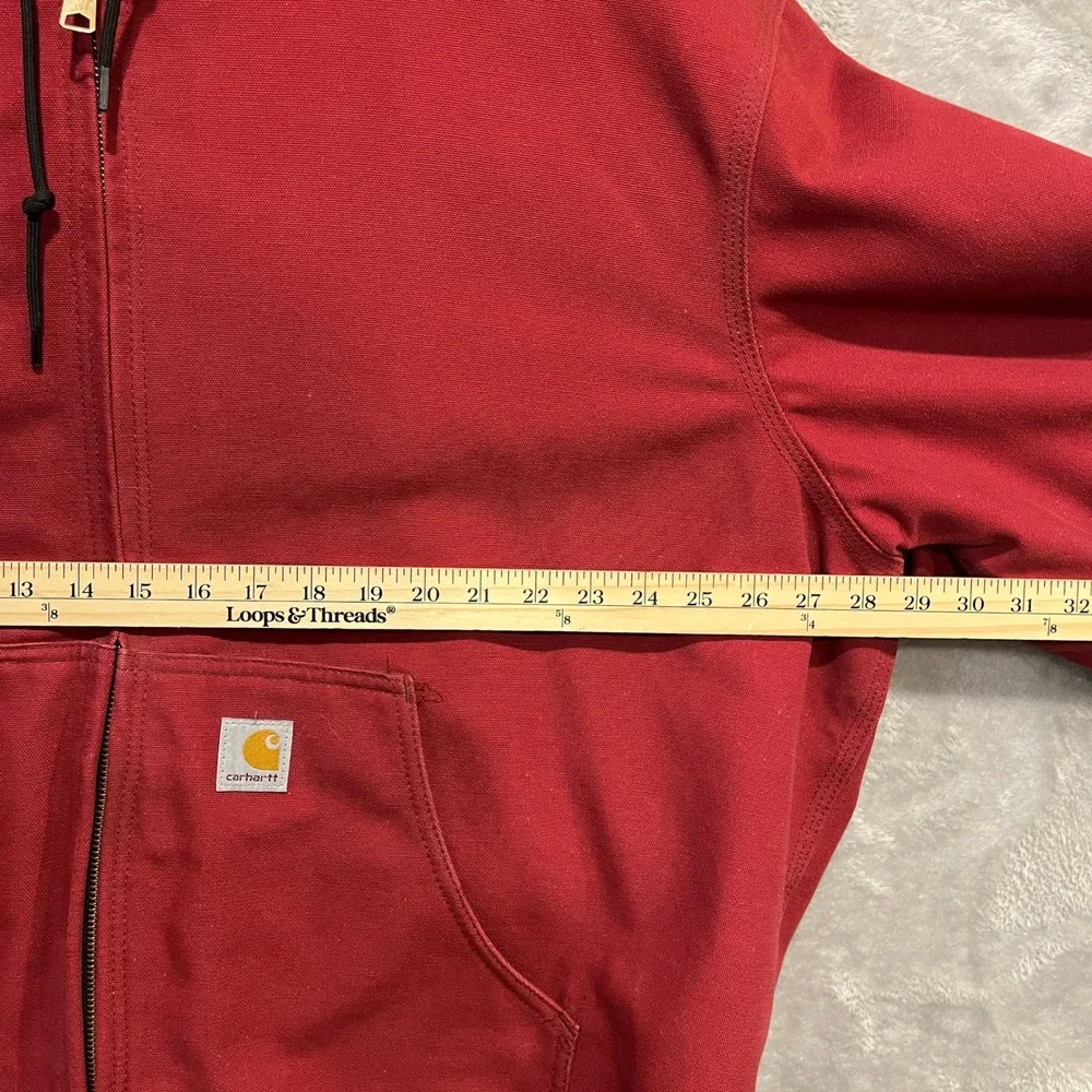 Carhartt Jacket Mens 2XL Red J158 DKR Thermal Lined Sandstone Active Hooded